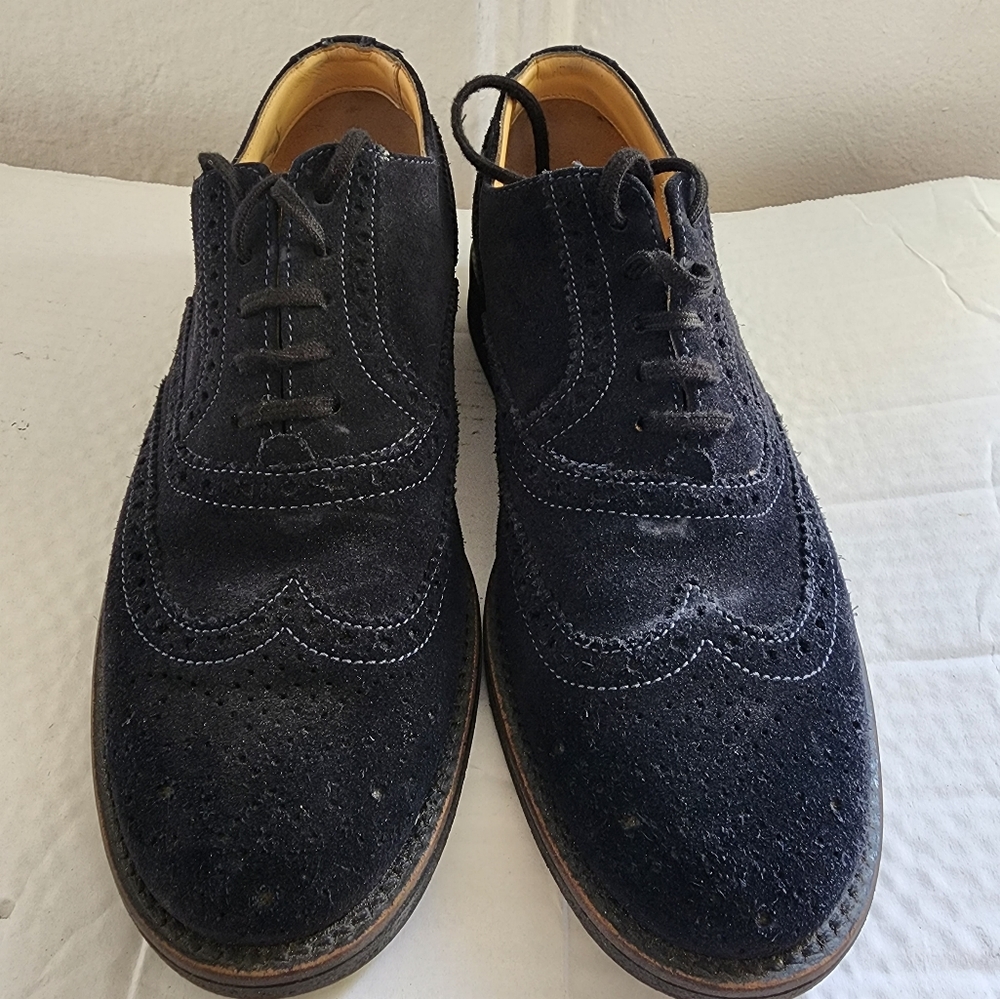 Antica Camiceria men's blue suede wing tip shoes